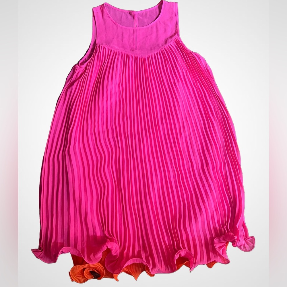 Maeve Vibrant Pink Dress with Orange ruffle